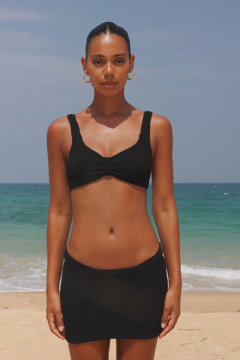 'Black' Scrunch Micro Skirt