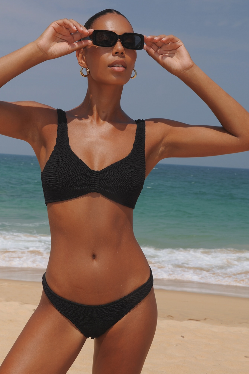 'Black' Scrunch Knot Bikini Top