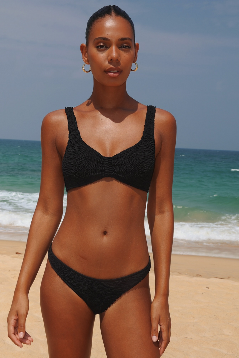 'Black' Scrunch Knot Bikini Top