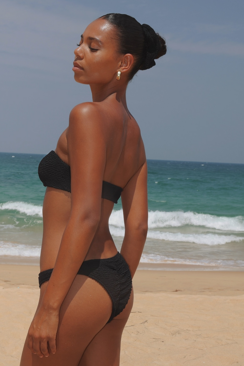 'Black' Scrunch Bandeau Bikini Top