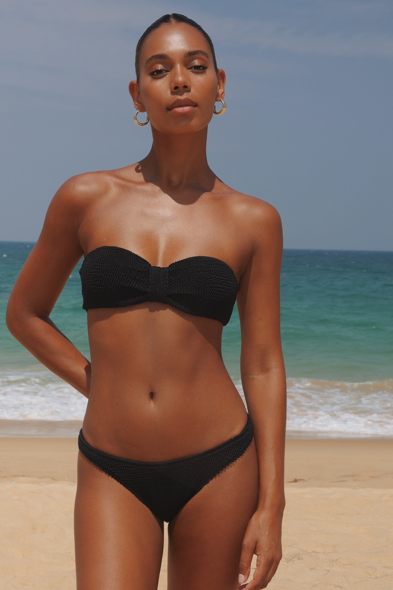 'Black' Scrunch Bandeau Bikini Top