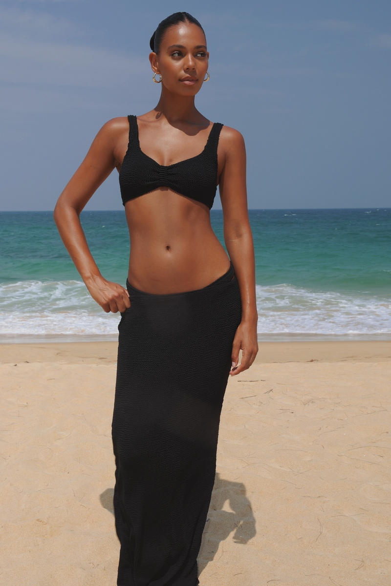 'Black' Scrunch Maxi Skirt