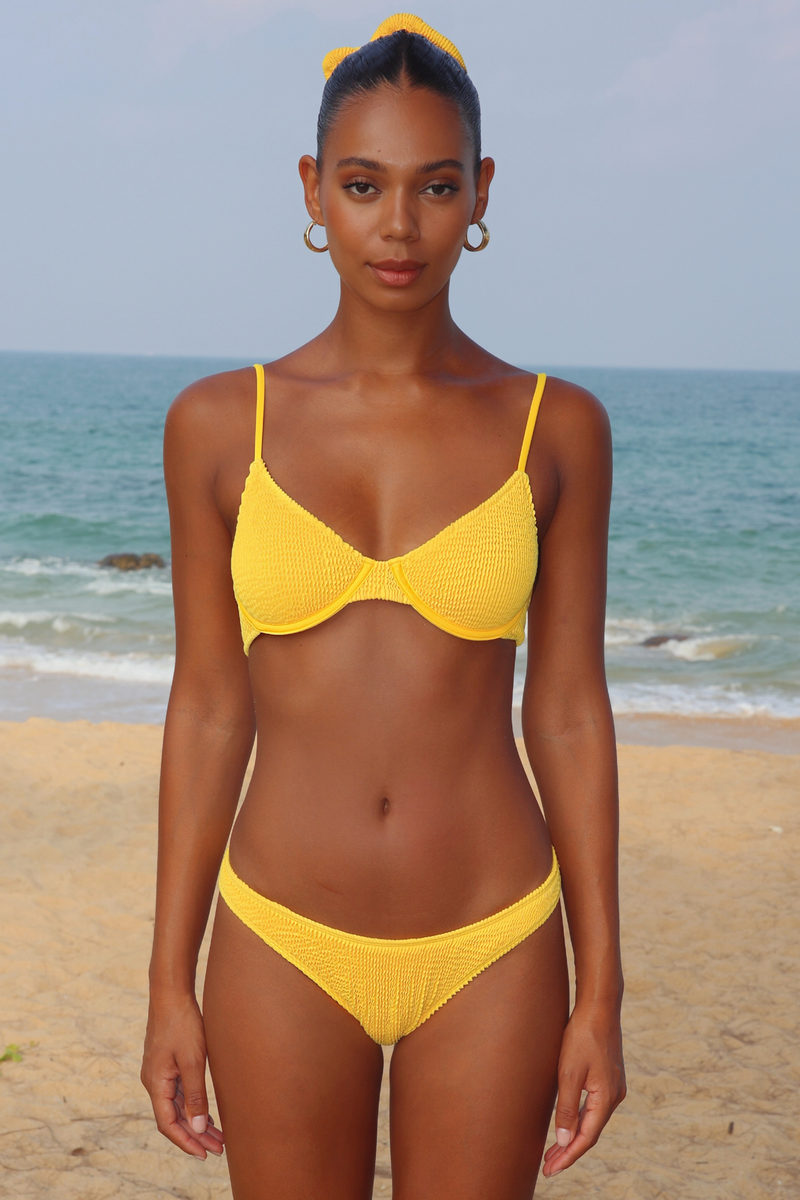 'Sunset' Scrunch Thick Strap Fixed Bikini Bottoms