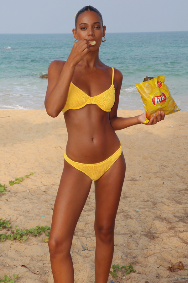 'Sunset' Scrunch Thick Strap Fixed Bikini Bottoms