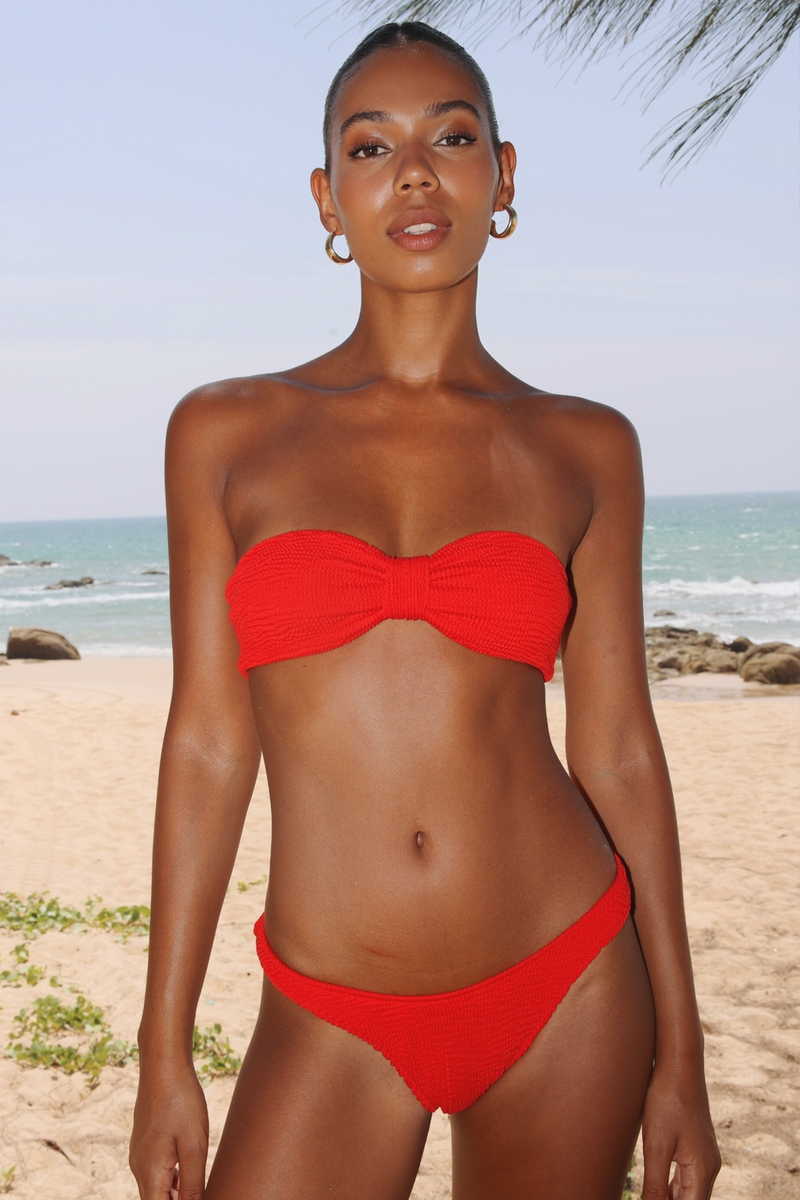 'Red' Scrunch Bandeau Bikini Top