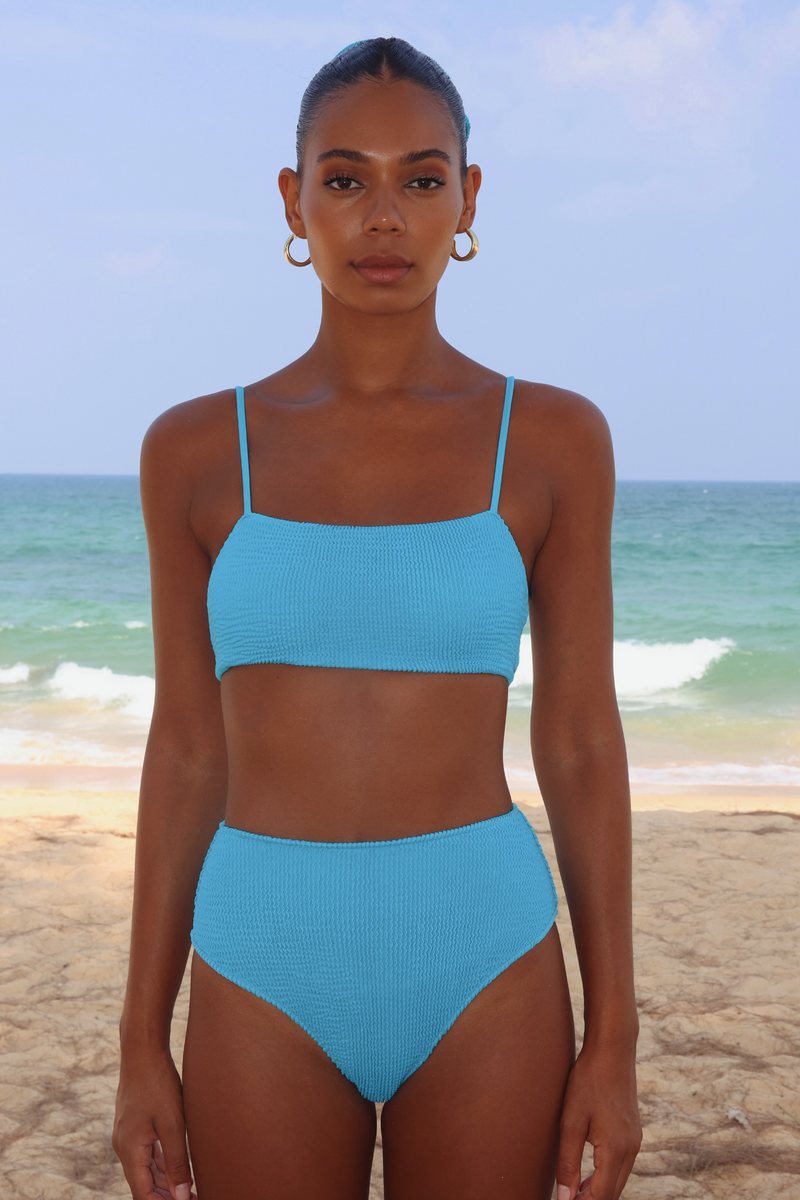 'Ocean' Scrunch Crop Bikini Top