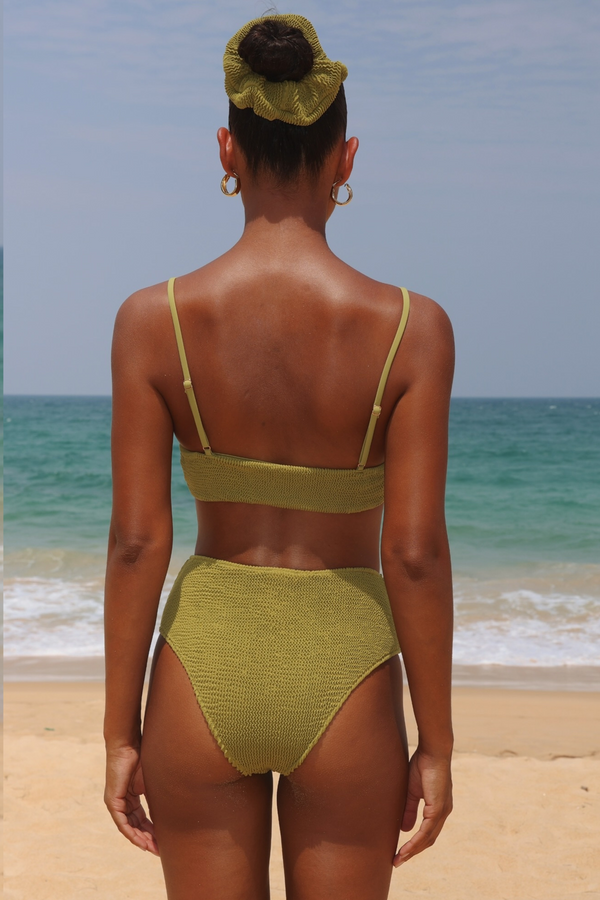 'Olive' Scrunch Crop Bikini Top