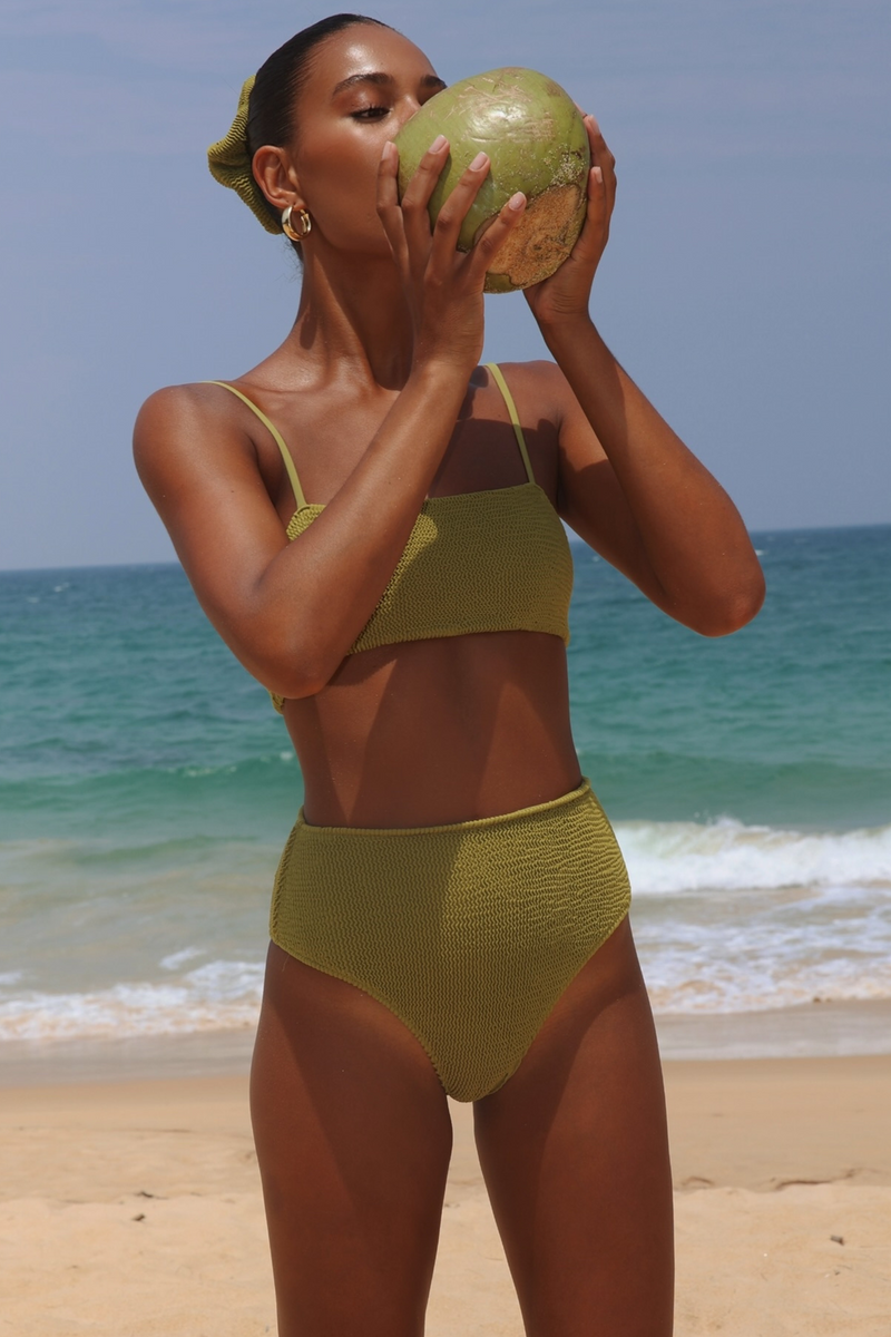 'Olive' Scrunch High Waist Bikini Bottoms