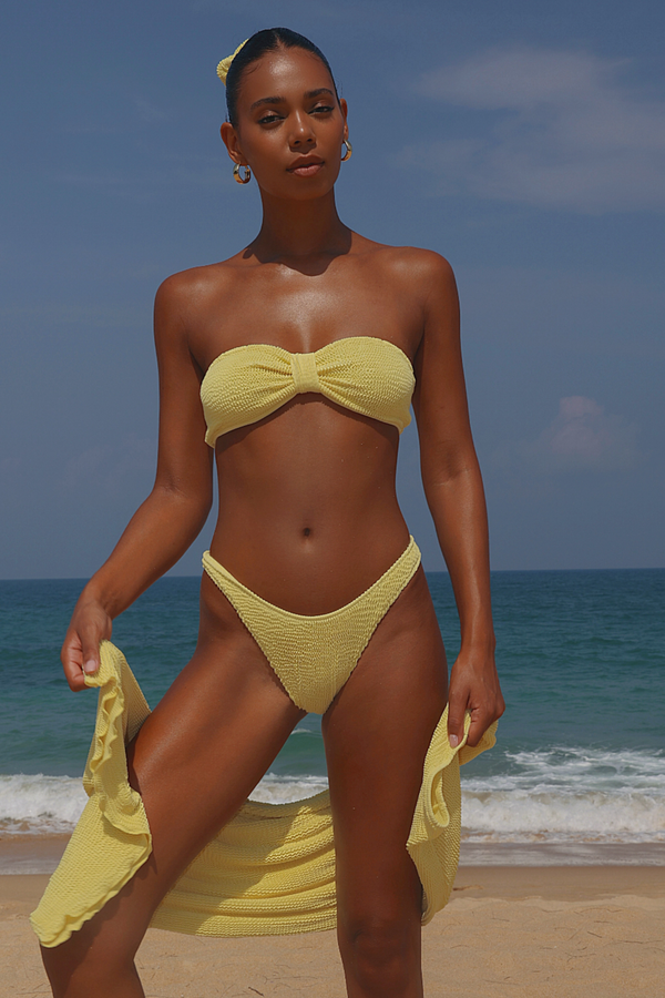 'Lemon' Scrunch Bandeau Bikini Top