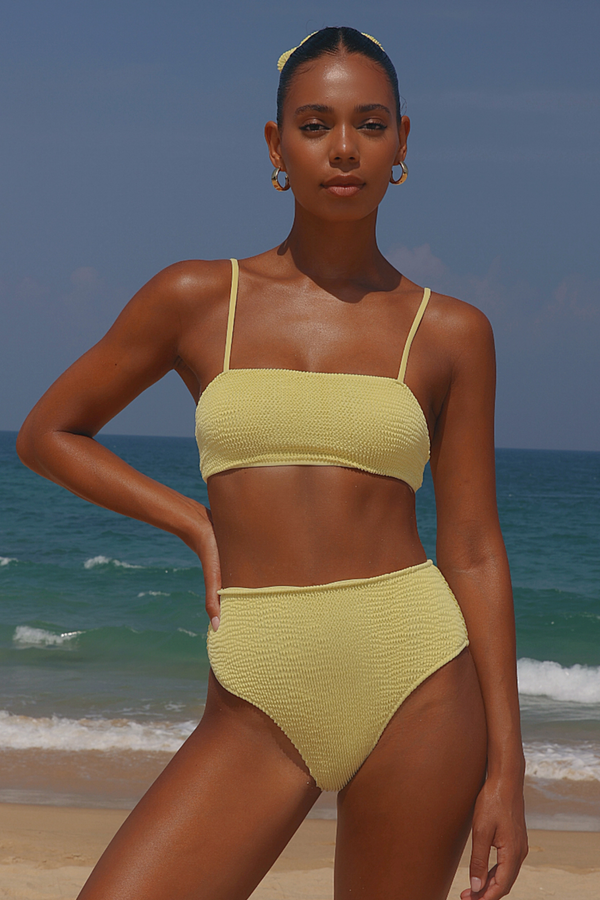 'Lemon' Scrunch Crop Bikini Top