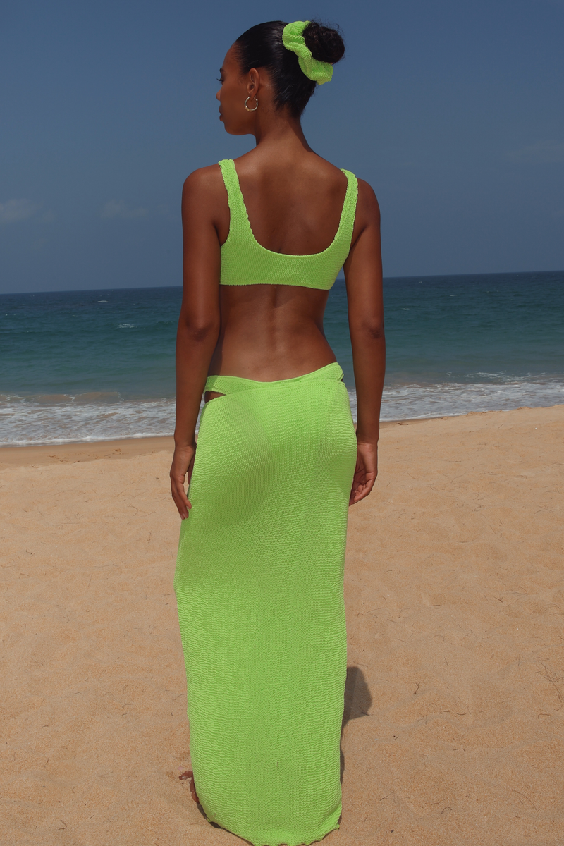 Scrunch 'Chartreuse' Maxi Skirt