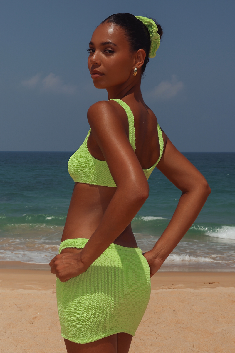 'Chartreuse' Scrunch Micro Skirt