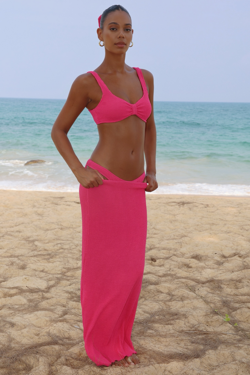 'Raspberry' Scrunch Maxi Skirt