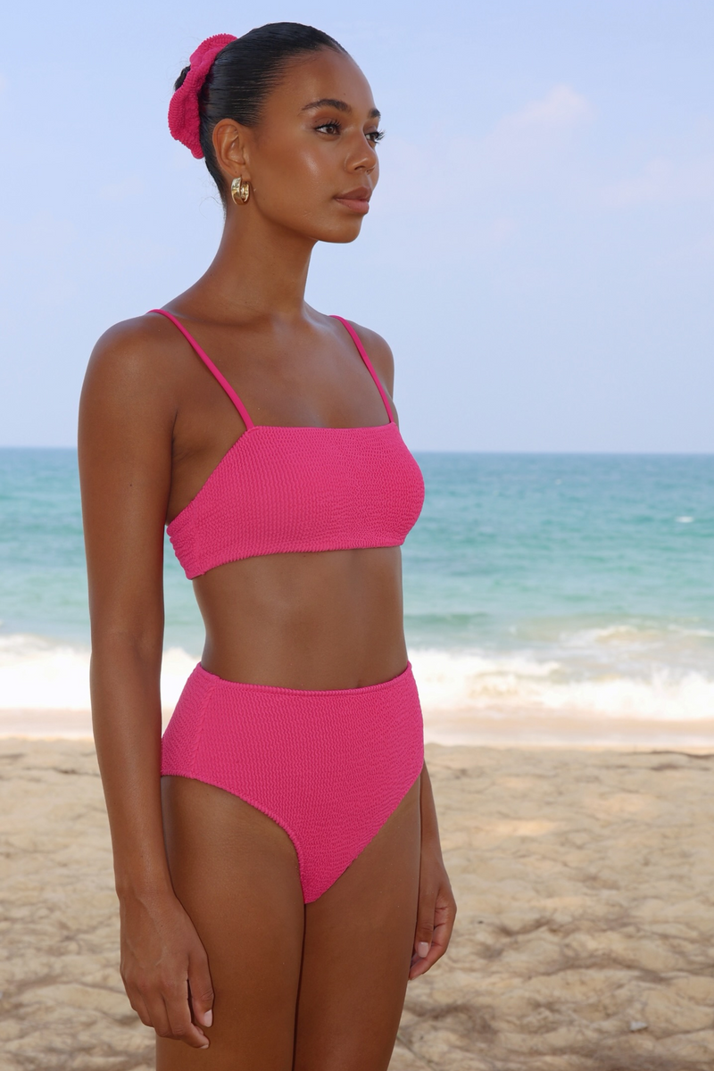 'Raspberry' Scrunch Crop Bikini Top