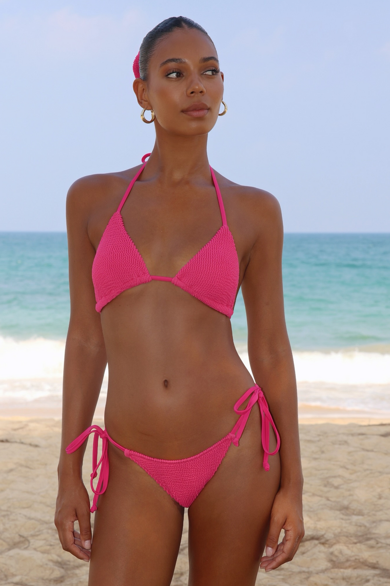 'Raspberry' Scrunch Tie Side Bikini Bottoms