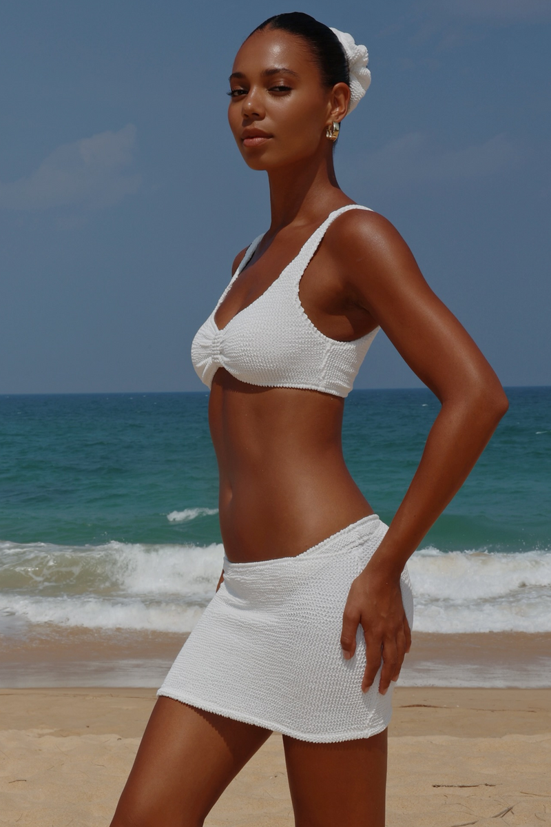 'White' Scrunch Micro Skirt