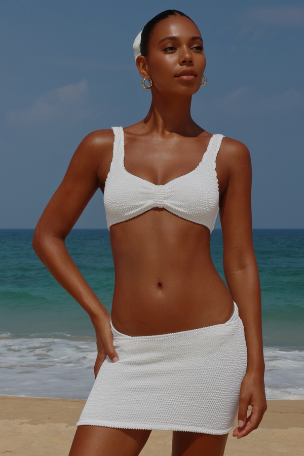 'White' Scrunch Micro Skirt
