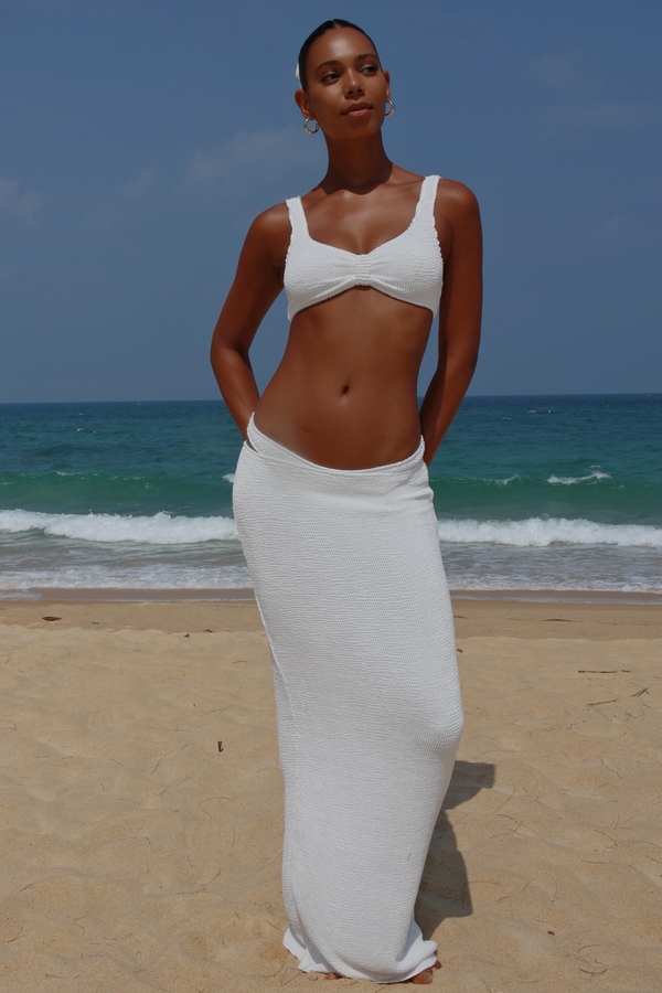 'White' Scrunch Maxi Skirt