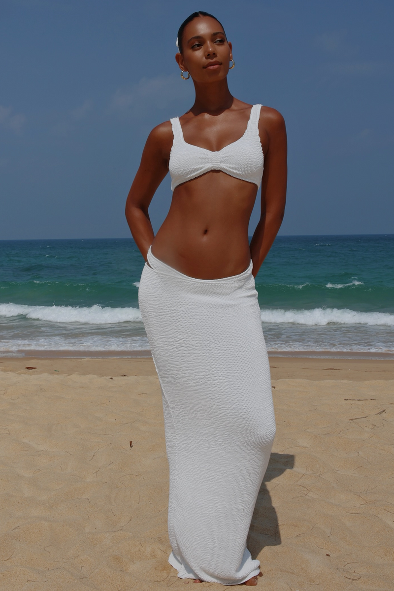 'White' Scrunch Maxi Skirt