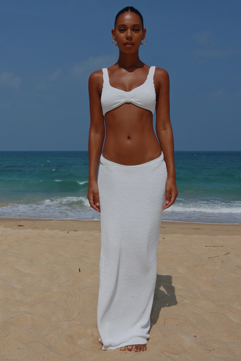 'White' Scrunch Maxi Skirt