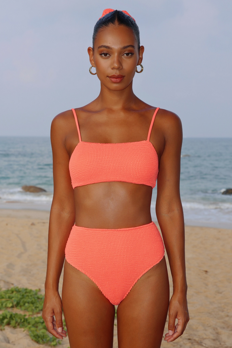 'Coral' Scrunch High Waist Bikini Bottoms