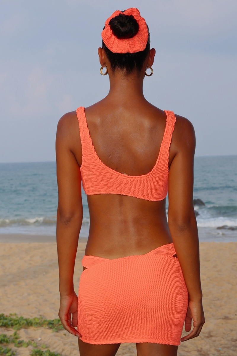 'Coral' Scrunch Micro Skirt