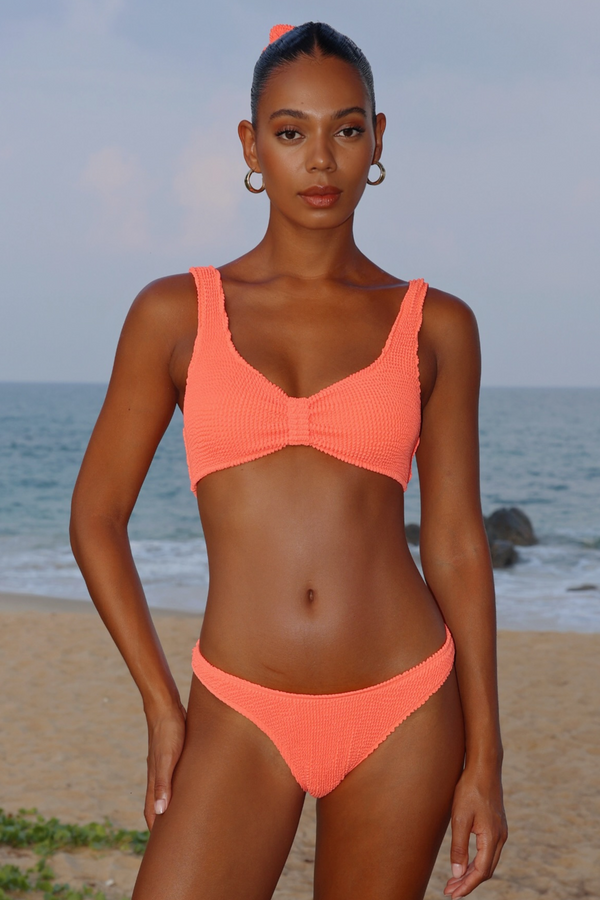 'Coral' Scrunch Knot Bikini Top