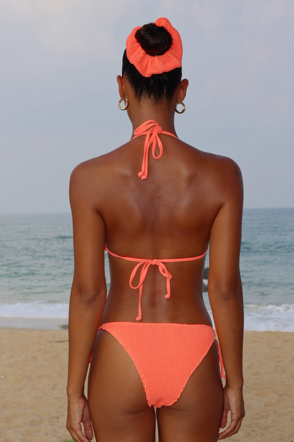 'Coral' Scrunch Triangle Bikini Top