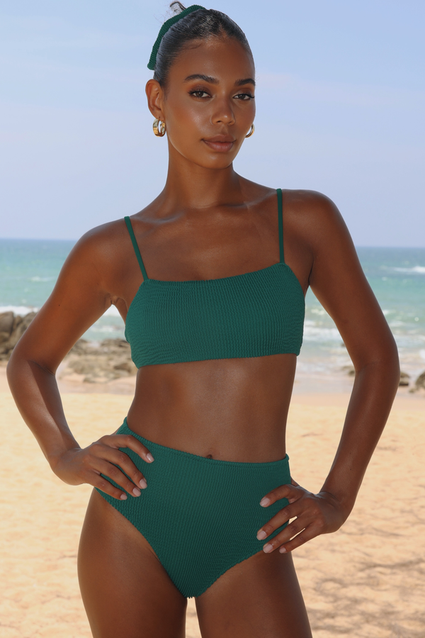 'Pine' Scrunch Crop Bikini Top
